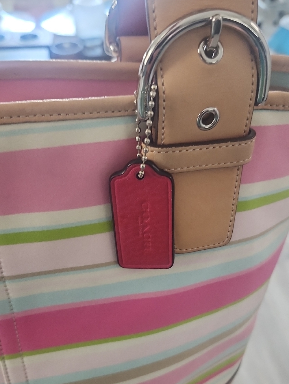 Vintage Coach Hampton Weekend Multi-Colored Stripped Tote - Picture 5 of 12